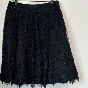 Carmen Marc Valvo Midnight Lace Tulle A-Line Skirt - Size: 12